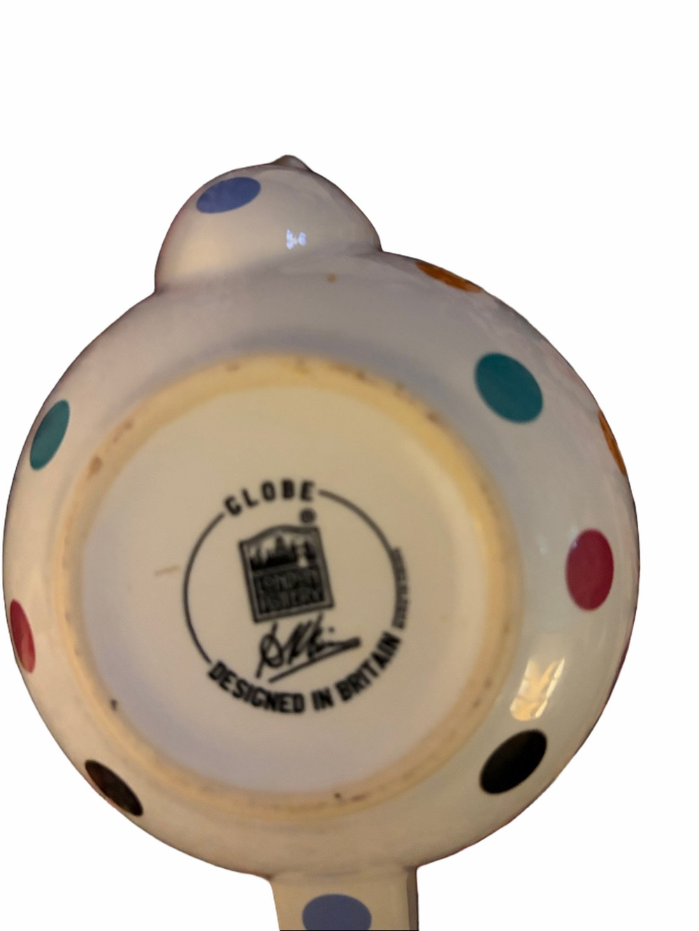 London Pottery chic white multi color poka dot Globe English ceramic TeaPot 2cup - Picture 5 of 6